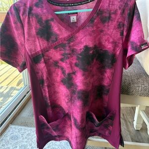 Koi Pink Graphic V-Neck Scrub Top